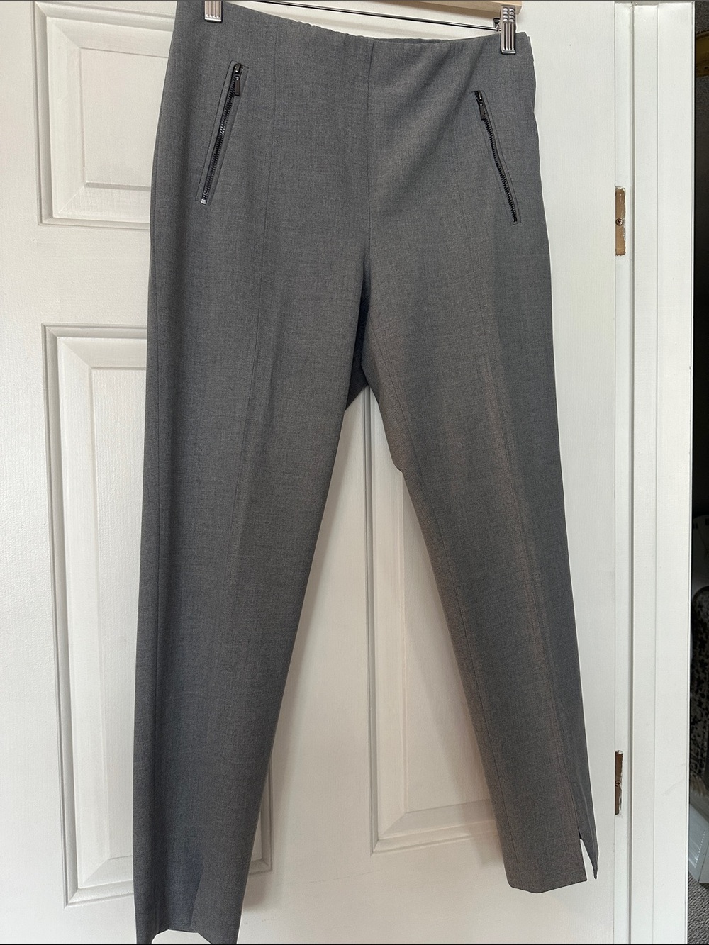 Tailored Grey Dress Pants with Ankle Slit